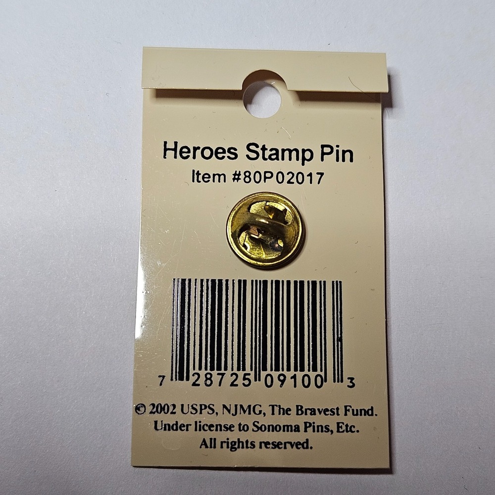 Vintage USPS USA HEROES 9/11 Twin Towers Postage Stamp Lapel Hat Pin 2001-NEW - Picture 6 of 7